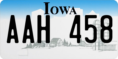 IA license plate AAH458