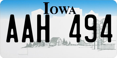 IA license plate AAH494