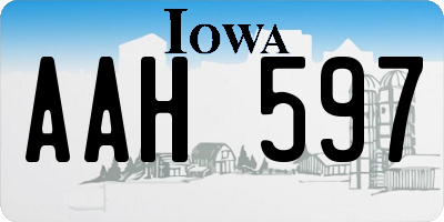 IA license plate AAH597