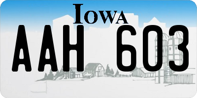 IA license plate AAH603