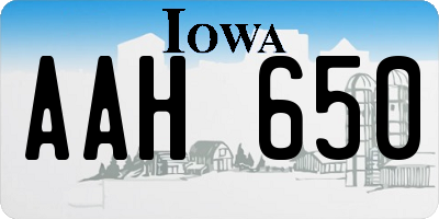 IA license plate AAH650