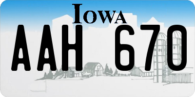 IA license plate AAH670