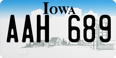 IA license plate AAH689