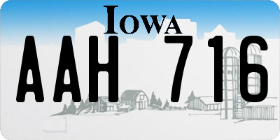 IA license plate AAH716