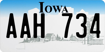 IA license plate AAH734