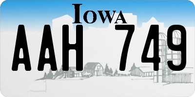 IA license plate AAH749