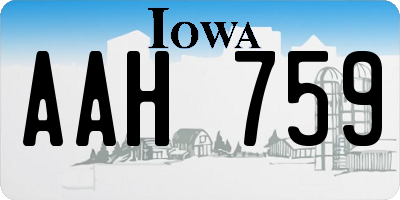 IA license plate AAH759