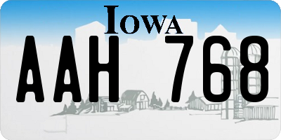 IA license plate AAH768