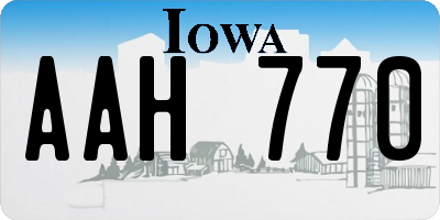 IA license plate AAH770