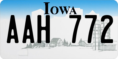 IA license plate AAH772