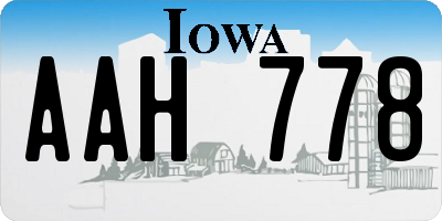 IA license plate AAH778