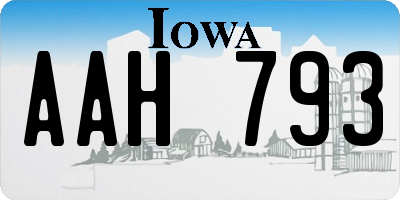 IA license plate AAH793