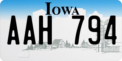 IA license plate AAH794