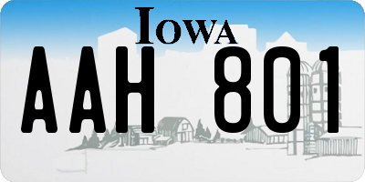 IA license plate AAH801