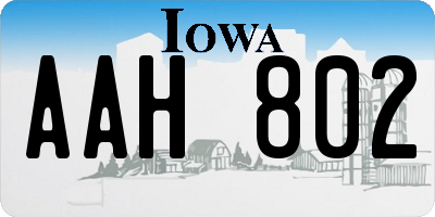 IA license plate AAH802