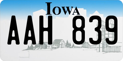 IA license plate AAH839