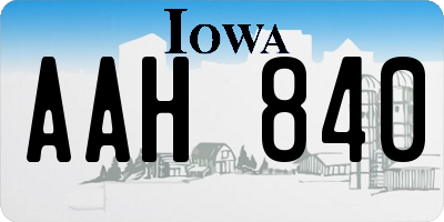 IA license plate AAH840