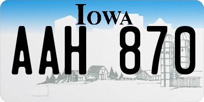 IA license plate AAH870