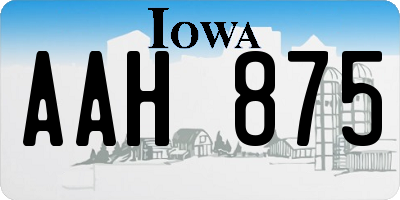 IA license plate AAH875