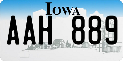 IA license plate AAH889