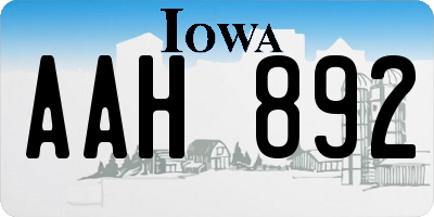 IA license plate AAH892