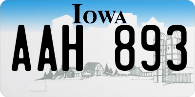 IA license plate AAH893