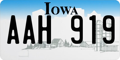 IA license plate AAH919