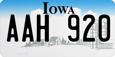 IA license plate AAH920