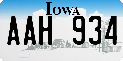 IA license plate AAH934