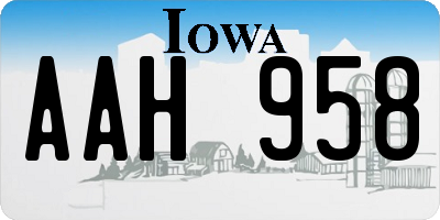 IA license plate AAH958