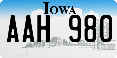 IA license plate AAH980