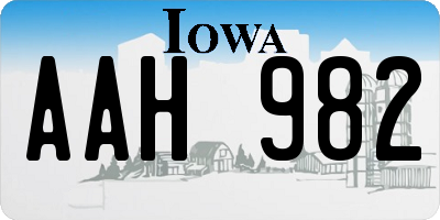 IA license plate AAH982