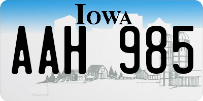 IA license plate AAH985