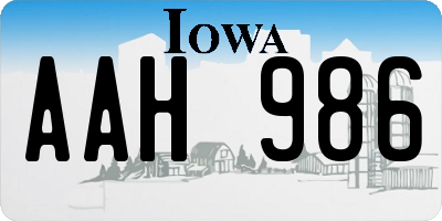 IA license plate AAH986