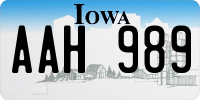 IA license plate AAH989