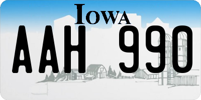 IA license plate AAH990