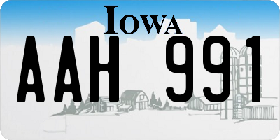 IA license plate AAH991