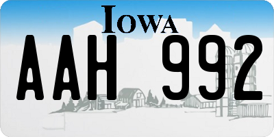 IA license plate AAH992