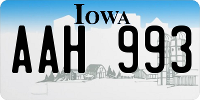 IA license plate AAH993