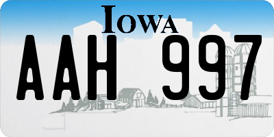 IA license plate AAH997