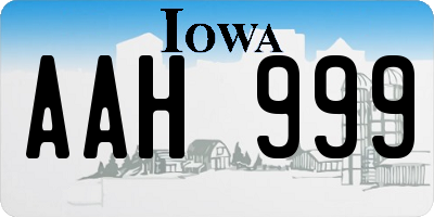 IA license plate AAH999