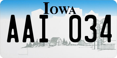 IA license plate AAI034