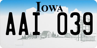 IA license plate AAI039