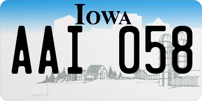 IA license plate AAI058