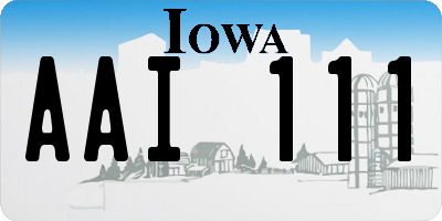 IA license plate AAI111