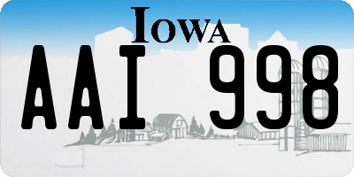 IA license plate AAI998