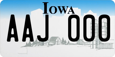 IA license plate AAJ000