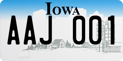 IA license plate AAJ001