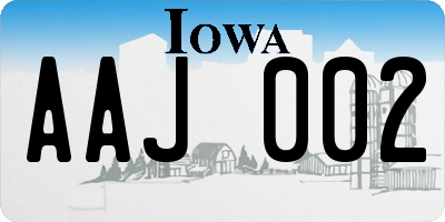 IA license plate AAJ002