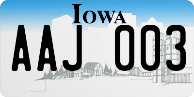 IA license plate AAJ003